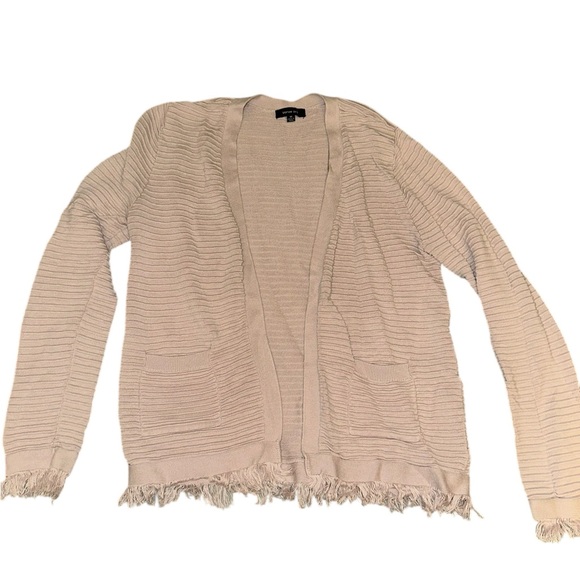 Verve Ami Sweaters - Verve Ami plummish Cardigan with Fringe Accents